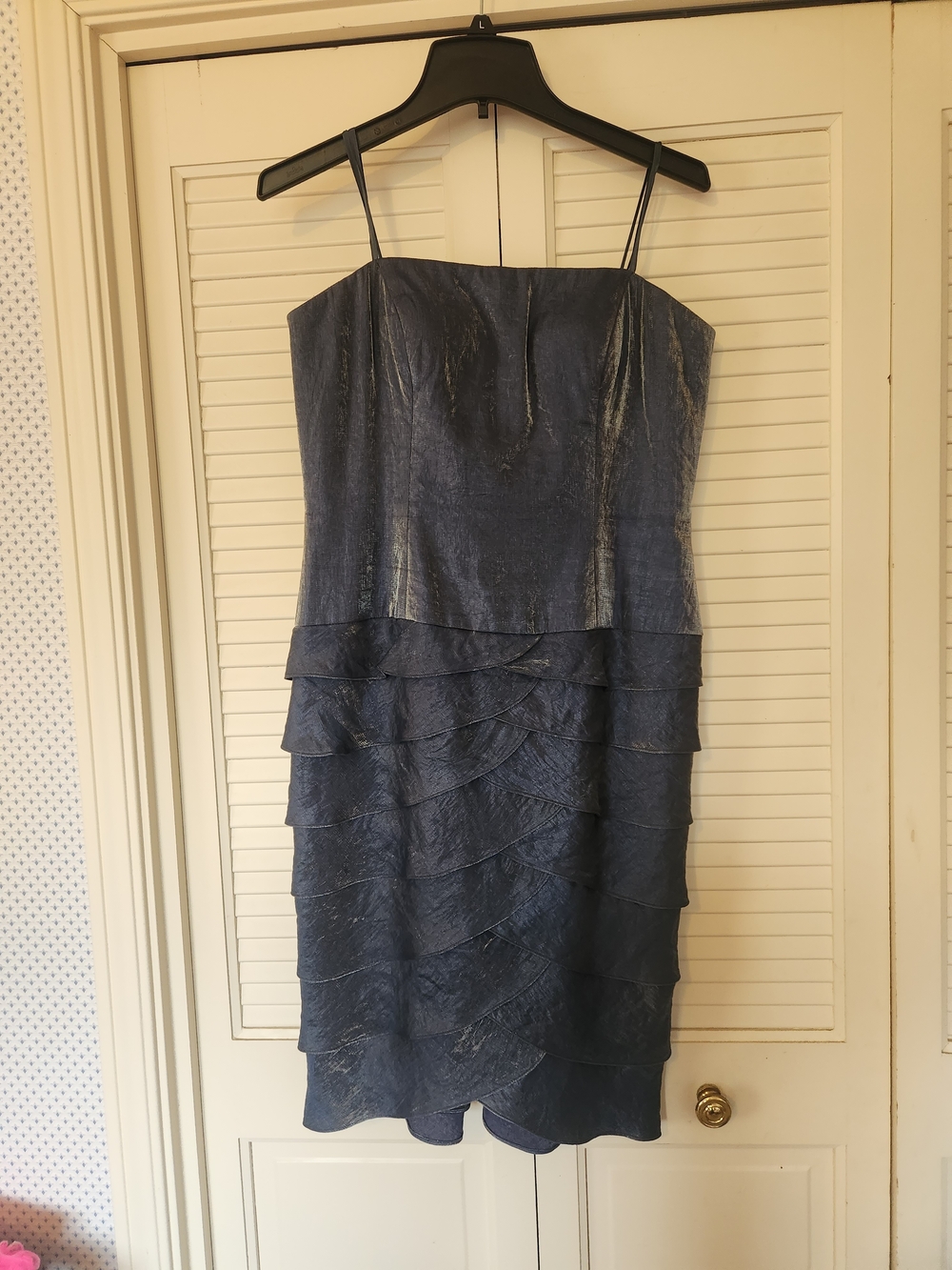 Strapless Navy Blue Tiered Cocktail Dress